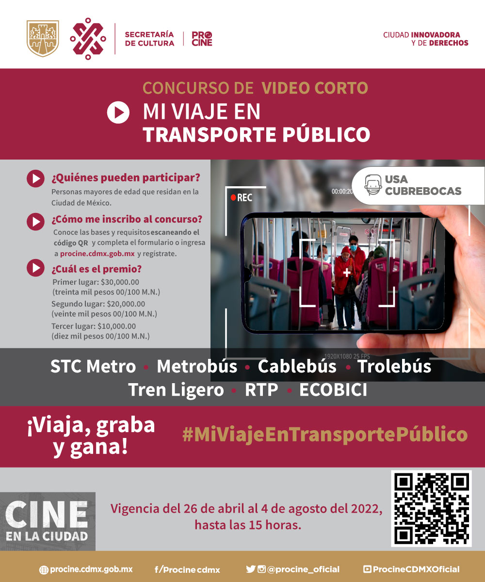 PROCINE LANZA CONVOCATORIA AL CONCURSO DE VIDEO “MI VIAJE EN TRANSPORTE  PÚBLICO”